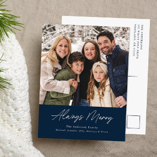 Toujours Joyeuse Carte de Noël Minimaliste Navy Ph