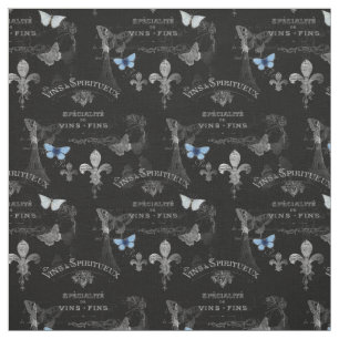 Toujours Paris Butterflies Collage Fabric Stof