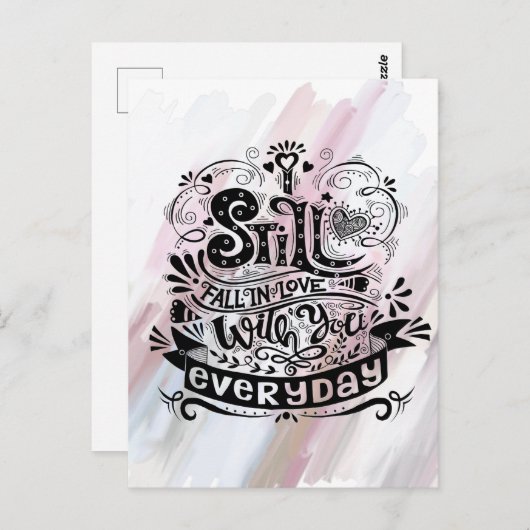 Toujours tomber en amour Carte postale aquarelle q (Devant / Derrière)