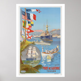Toulon French Riviera France Vintage Travel Poster