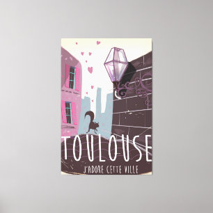 Toulouse Frankrijk cartoon reisposter Canvas Afdruk