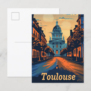 Toulouse Frankrijk Vintage Retro Reisillustratie Briefkaart
