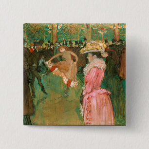Toulouse-Lautrec - Bij de Rouge, De Dans Vierkante Button 5,1 Cm