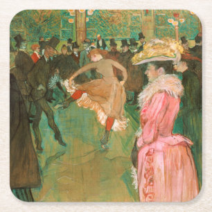Toulouse-Lautrec - Bij de Rouge, De Dans Vierkante Kartonnen Onderzetter