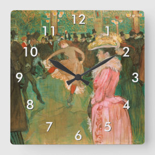Toulouse-Lautrec - Bij de Rouge, De Dans Vierkante Klok