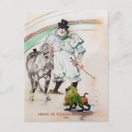Toulouse-Lautrec, Circus Clown w Horse en Monkey Briefkaart