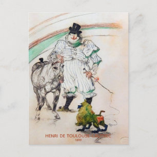 Toulouse-Lautrec, Circus Clown w Horse en Monkey Briefkaart