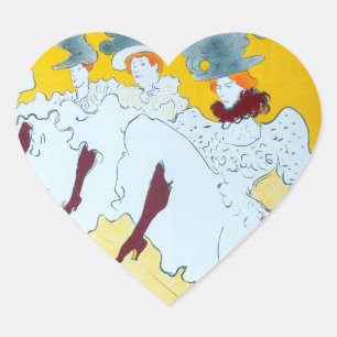 Toulouse Lautrec Gele Dansende Meisje Poster Hart Sticker