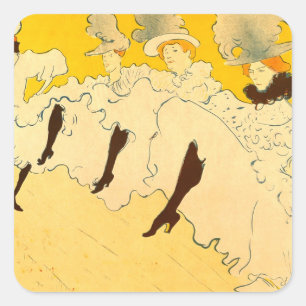 Toulouse Lautrec Gele Dansende Meisje Poster Vierkante Sticker