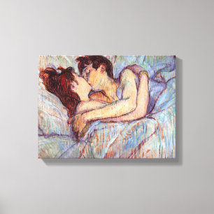 Toulouse Lautrec - In bed De kus Lesbische geliefd Canvas Afdruk