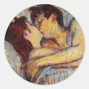 Toulouse-Lautrec in bed de kus Stickers