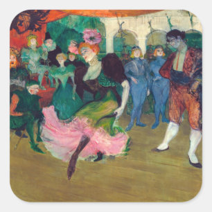Toulouse-Lautrec - Marcelle Lender, Dansende Boler Vierkante Sticker