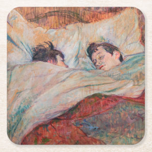 Toulouse-Lautrec - The Bed Vierkante Kartonnen Onderzetter