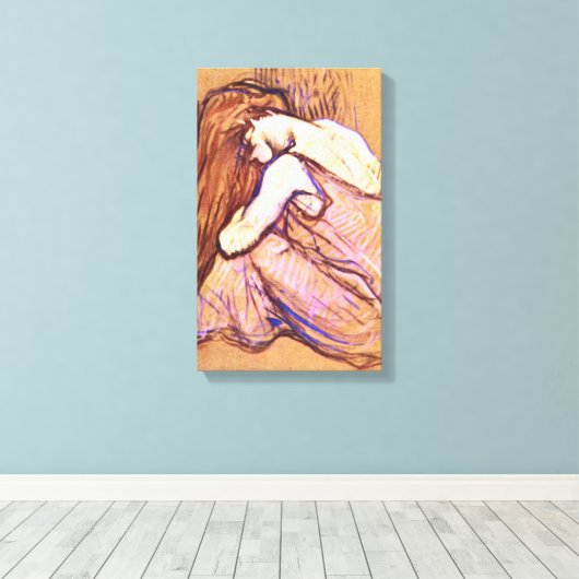 Toulouse-Lautrec - Vrouw kammen haar Canvas Afdruk (Insitu (Houten vloer))