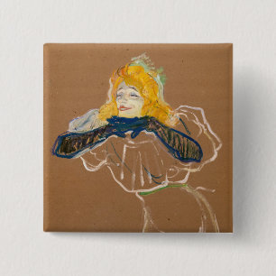 Toulouse-Lautrec - Yvette Guilbert Singing Vierkante Button 5,1 Cm