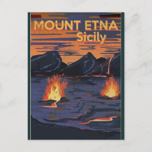Tount Etna, Sicilië poster voor oldtimers Briefkaart