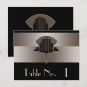 Tour Art Déco Noir et Bronze Numéro de table (Devant / Derrière)