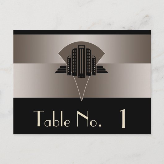Tour Art Déco Noir et Bronze Numéro de table (Devant)
