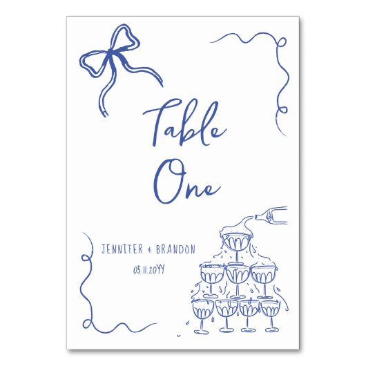 Tour Champagne Bow Whimsical Numéro de table (Dos)