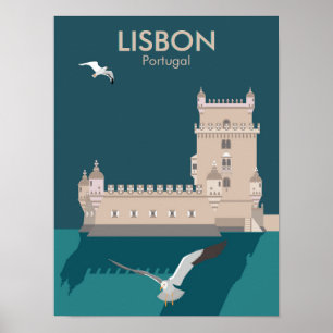 Tour de Belem de Lisbonne dans le style poster vin