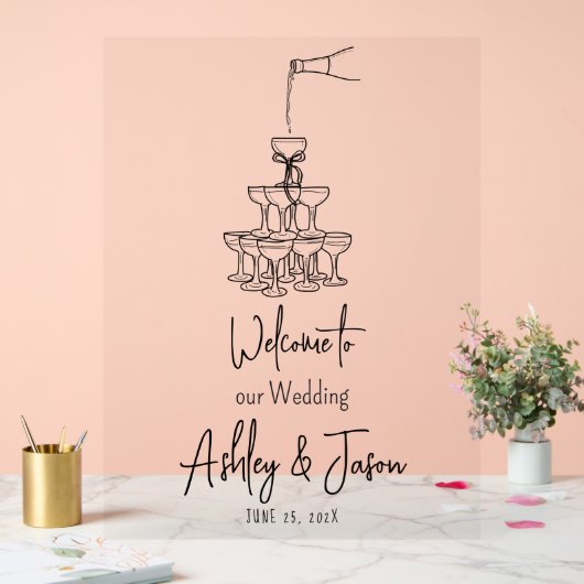 Tour de Champagne Accueil clair acrylique (Mariage)