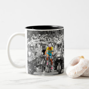 Tour de France Gele Trui Peloton Wielerwedstrijd Tweekleurige Koffiemok