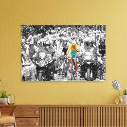 Tour de France Yellow Jersey Peloton Cycling Race Canvas Afdruk