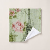 tour de l' eiffel de paris à fleurs roses de print (Gant de toilette)