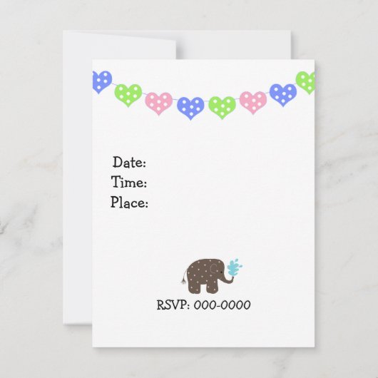 Tour des éléphants Invitation d'anniversaire (Dos)