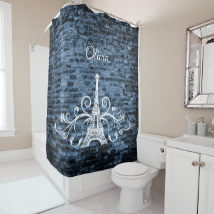 Tour Eiffel bleu Grunge Douche rideau