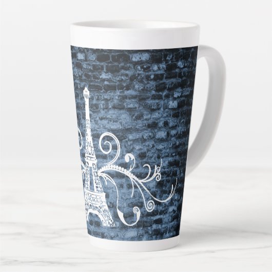 Tour Eiffel bleu Grunge Latte Mug (Angle droit)