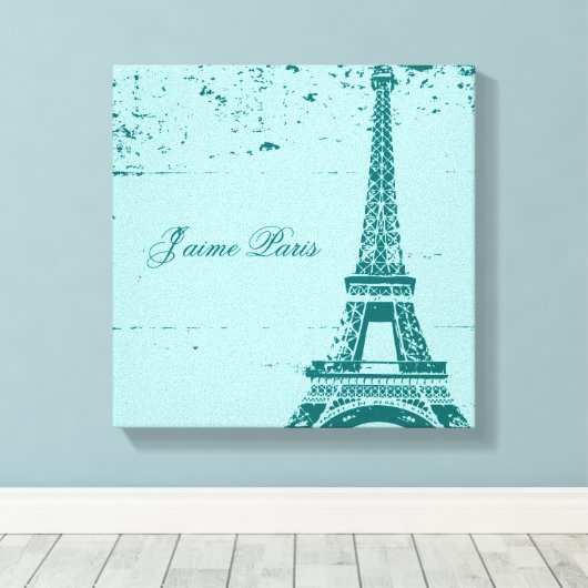 Tour Eiffel Bleue Toile Enveloppée Art (Insitu (Plancher de Bois))