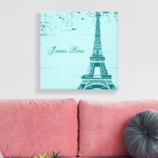 Tour Eiffel Bleue Toile Enveloppée Art (Insitu(Salon))