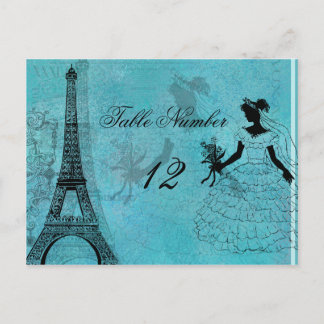 Tour Eiffel Bride Numéro de table Carte postale