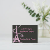 Tour Eiffel carte de visite en diamants roses Faux (Debout devant)