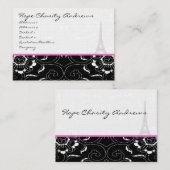 Tour Eiffel carte de visite noir blanc Damas (Devant / Derrière)