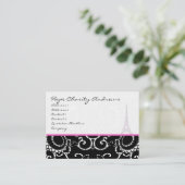 Tour Eiffel carte de visite noir blanc Damas (Debout devant)