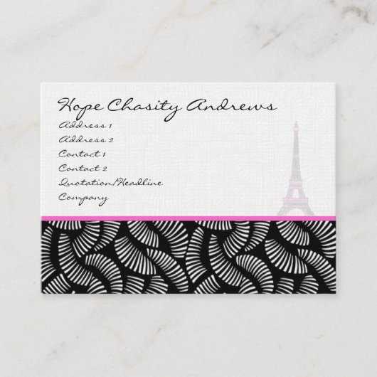 Tour Eiffel carte de visite noir blanc Damas (Devant)