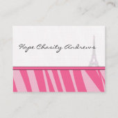Tour Eiffel carte de visite rose Zebra Damask (Dos)