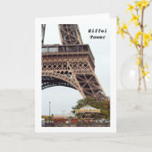 Tour Eiffel Carte de voeux pliée en blanc (Fleur jaune)