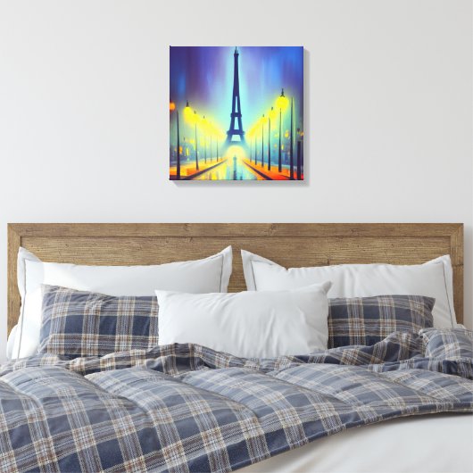 Tour Eiffel colorée en toile de nuit (Insitu(Chambre))