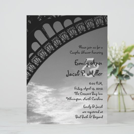 Tour Eiffel Couples douche Invitations (Debout devant)