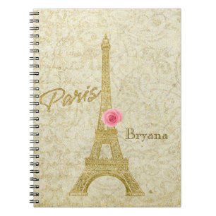 Tour Eiffel de Paris Cahier élégant or et rose