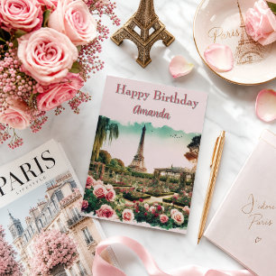 Tour Eiffel de Paris et Roses Roses Anniversaire