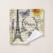 tour eiffel de paris, papillon rustique vintage (Gant de toilette)