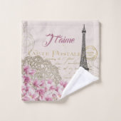 Tour Eiffel de Paris Rose Rétro Collage Romantique (Gant de toilette)