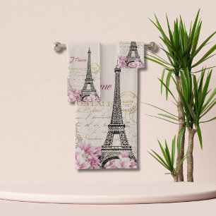 Tour Eiffel de Paris Rose Rétro Collage Romantique