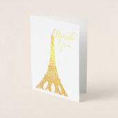 Tour Eiffel dorée cartes de remerciement pour fête (Devant)