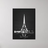 Tour Eiffel en Nuit B&W sur toile enrobée (Recto)