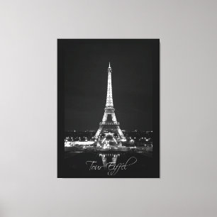 Tour Eiffel en Nuit B&W sur toile enrobée